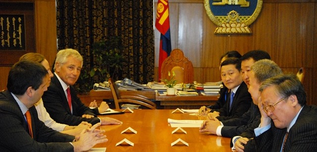 US Defense Secretary Chuch Hagel's visit to Mongolia