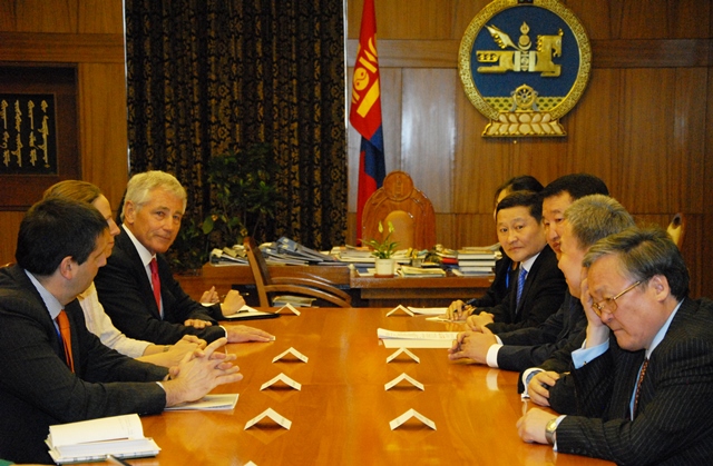 US Defense Secretary Chuch Hagel's visit to Mongolia