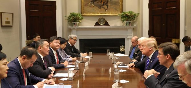 МОНГОЛ УЛСЫН ЕРӨНХИЙЛӨГЧ Х.БАТТУЛГА АНУ-ЫН ЕРӨНХИЙЛӨГЧ Д.ТРАМП НАР АЛБАН ЁСНЫ ХЭЛЭЛЦЭЭ ХИЙЛЭЭ